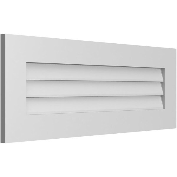 Ekena Millwork Vertical Surface Mount PVC Gable Vent: Non-Functional, w/3-1/2"W x 1"H, Standard Frame, 38"W x 14"H - GVPVE38X1401SN