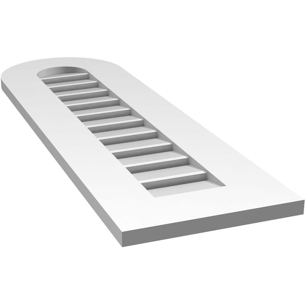 Ekena Millwork Round Top Surface Mount PVC Gable Vent: Functional, w/ 3-1/2"W x 1"P Standard Frame, 12"W x 38"H - GVPRT12X3801SF