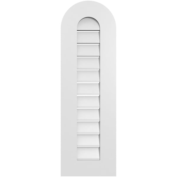 Ekena Millwork Round Top Surface Mount PVC Gable Vent: Functional, w/ 3-1/2"W x 1"P Standard Frame, 12"W x 38"H - GVPRT12X3801SF