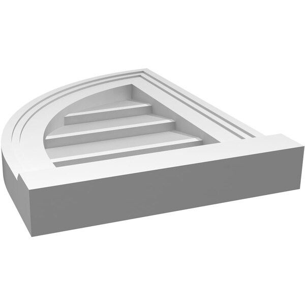 Ekena Millwork Quarter Round Top Left Surface Mount PVC Gable Vent w/ 2"W x 2"P Brickmould Sill Frame, 12"W x 16"H - GVPQL12X1603SN