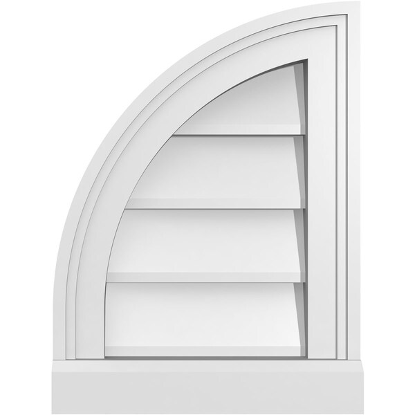 Ekena Millwork Quarter Round Top Left Surface Mount PVC Gable Vent w/ 2"W x 2"P Brickmould Sill Frame, 12"W x 16"H - GVPQL12X1603SN