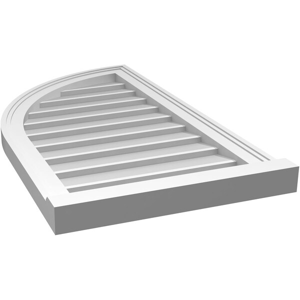 Ekena Millwork Quarter Round Top Left Surface Mount PVC Gable Vent w/ 2"W x 2"P Brickmould Sill Frame, 18"W x 32"H - GVPQL18X3203SN