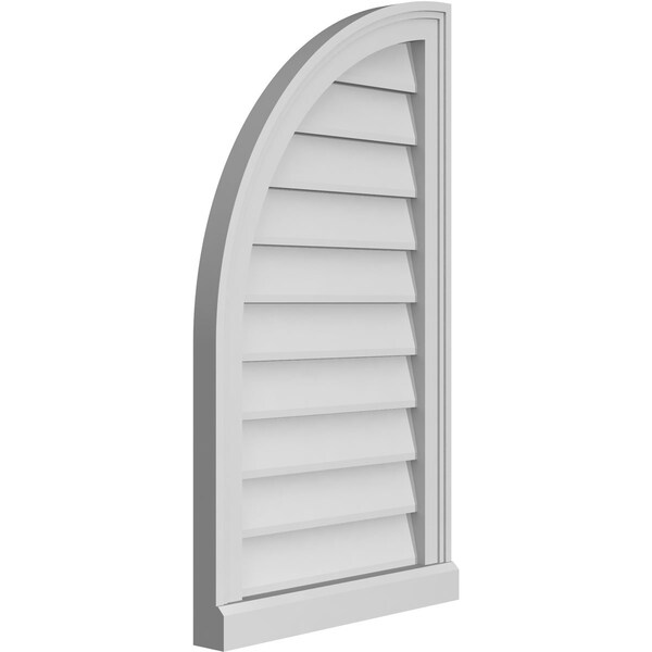 Ekena Millwork Quarter Round Top Left Surface Mount PVC Gable Vent w/ 2"W x 2"P Brickmould Sill Frame, 18"W x 32"H - GVPQL18X3203SN
