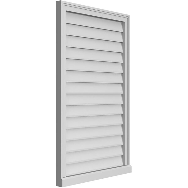 Ekena Millwork Vertical Surface Mount PVC Gable Vent w/ 2"W x 2"H , Brickmould Sill Frame, 26"W x 42"H - GVPVE26X4203SN