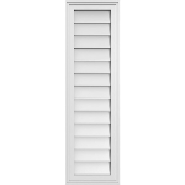 Ekena Millwork Vertical Surface Mount PVC Gable Vnt: Non-Functional, w/2"W x 1-1/2"H, Brickmould Frame, 12"W x 40"H - GVPVE12X4002SN