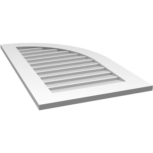 Ekena Millwork Quarter Round Top Right Surface Mount PVC Gable Vent w/ 3-1/2"W x 1"P Standard Frame, 22"W x 38"H - GVPQR22X3801SN