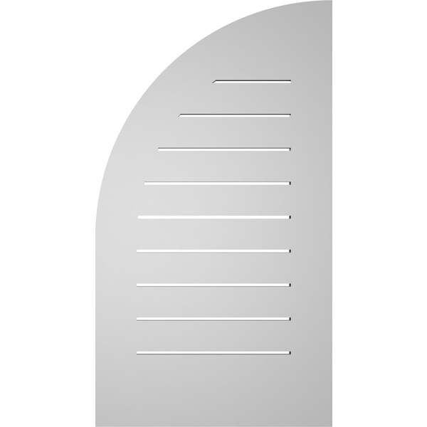 Ekena Millwork Quarter Round Top Right Surface Mount PVC Gable Vent w/ 3-1/2"W x 1"P Standard Frame, 20"W x 36"H - GVPQR20X3601SF