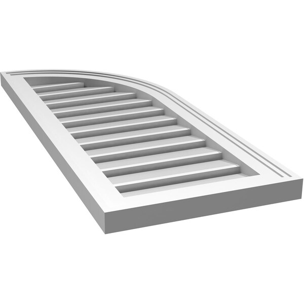 Ekena Millwork Quarter Round Top Right Surface Mount PVC Gable Vent w/ 2"W x 1-1/2"P Brickmould Frame, 14"W x 34"H - GVPQR14X3402SF