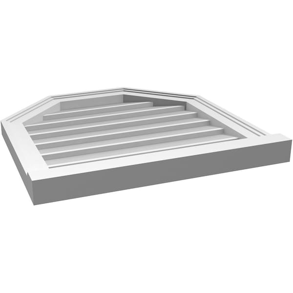 Ekena Millwork Octagonal Top Surface Mount PVC Gable Vent w/ 2"W x 2"P Brickmould Sill Frame, 22"W x 22"H - GVPOT22X2203SN