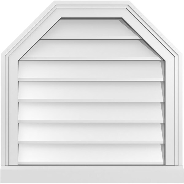 Ekena Millwork Octagonal Top Surface Mount PVC Gable Vent w/ 2"W x 2"P Brickmould Sill Frame, 22"W x 22"H - GVPOT22X2203SN