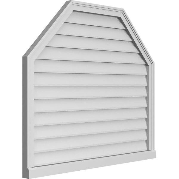 Ekena Millwork Octagonal Top Surface Mount PVC Gable Vent w/ 2"W x 2"P Brickmould Sill Frame, 42"W x 36"H - GVPOT42X3603SN