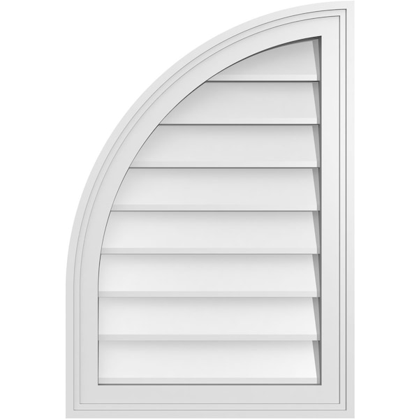 Ekena Millwork Quarter Round Top Left Surface Mount PVC Gable Vent w/ 2"W x 1-1/2"P Brickmould Frame, 18"W x 26"H - GVPQL18X2602SN