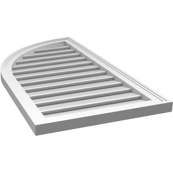 Ekena Millwork Quarter Round Top Left Surface Mount PVC Gable Vent w/ 2"W x 1-1/2"P Brickmould Frame, 20"W x 38"H - GVPQL20X3802SF