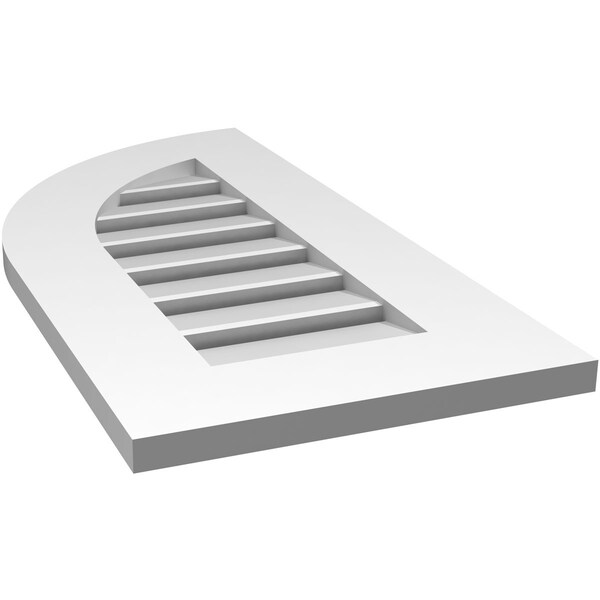 Ekena Millwork Quarter Round Top Left Surface Mount PVC Gable Vent w/ 3-1/2"W x 1"P Standard Frame, 14"W x 28"H - GVPQL14X2801SF