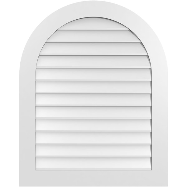Ekena Millwork Round Top Surface Mount PVC Gable Vent: Non-Functional, w/ 3-1/2"W x 1"P Standard Frame, 32"W x 40"H - GVPRT32X4001SN