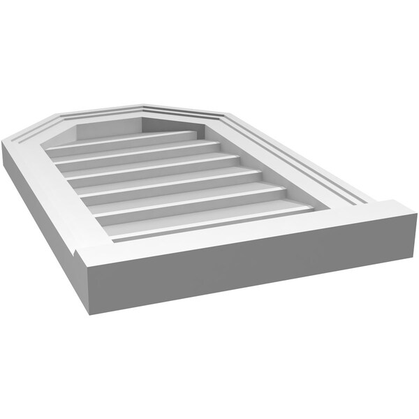 Ekena Millwork Octagonal Top Surface Mount PVC Gable Vent w/ 2"W x 2"P Brickmould Sill Frame, 14"W x 22"H - GVPOT14X2203SN