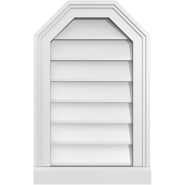 Ekena Millwork Octagonal Top Surface Mount PVC Gable Vent w/ 2"W x 2"P Brickmould Sill Frame, 14"W x 22"H - GVPOT14X2203SN