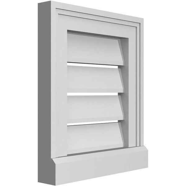 Ekena Millwork Vertical Surface Mount PVC Gable Vent: Functional, w/ 2"W x 2"P Brickmould Sill Frame, 12"W x 14"H - GVPVE12X1403SF