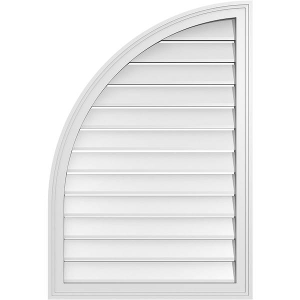 Ekena Millwork Quarter Round Top Left Surface Mount PVC Gable Vent w/ 2"W x 1-1/2"P Brickmould Frame, 26"W x 38"H - GVPQL26X3802SF