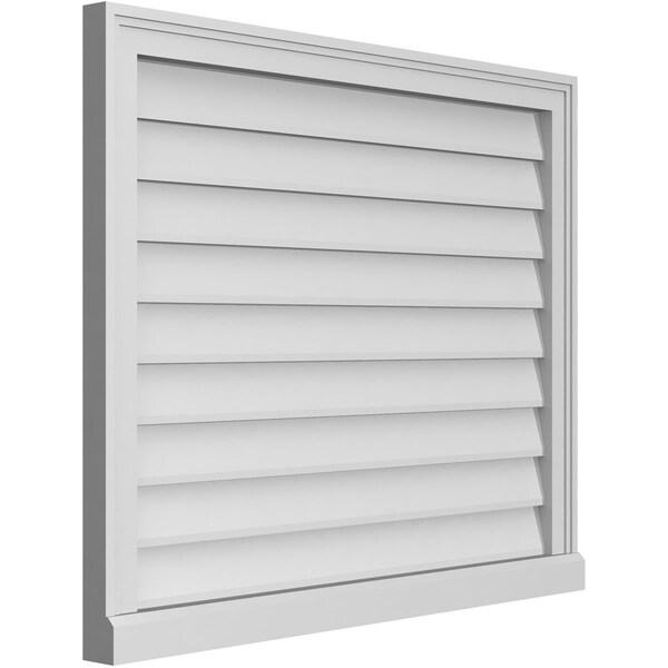 Ekena Millwork Vertical Surface Mount PVC Gable Vent w/ 2"W x 2"H , Brickmould Sill Frame, 34"W x 28"H - GVPVE34X2803SN