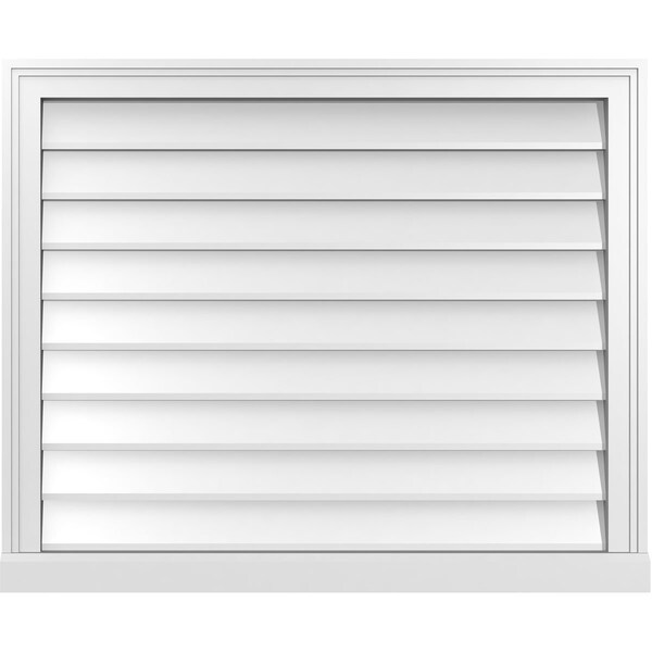 Ekena Millwork Vertical Surface Mount PVC Gable Vent w/ 2"W x 2"H , Brickmould Sill Frame, 34"W x 28"H - GVPVE34X2803SN