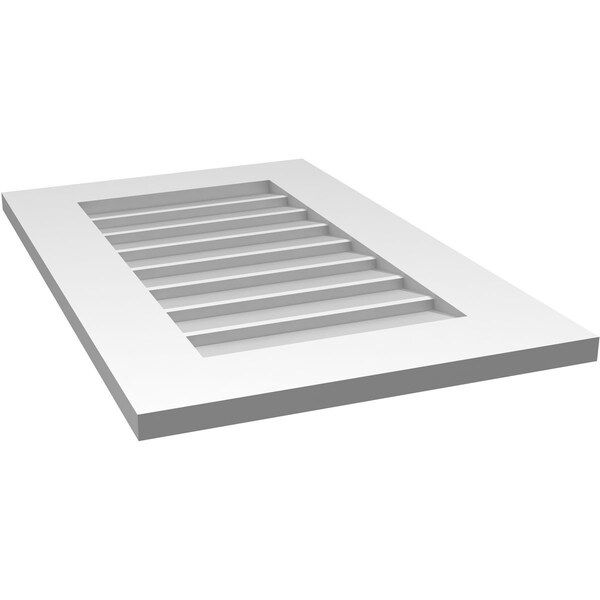 Ekena Millwork Vertical Surface Mount PVC Gable Vent: Non-Functional, w/ 3-1/2"W x 1"P Standard Frame, 18"W x 28"H - GVPVE18X2801SN