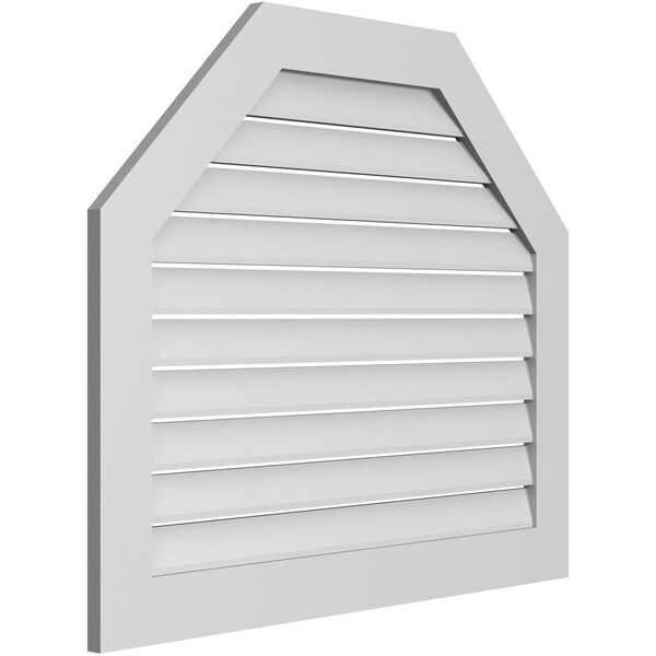Ekena Millwork Octagonal Top Surface Mount PVC Gable Vent: Functional, w/ 3-1/2"W x 1"P Standard Frame, 40"W x 34"H - GVPOT40X3401SF
