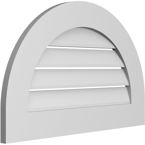 Ekena Millwork Round Top Surface Mount PVC Gable Vent: Functional, w/ 3-1/2"W x 1"P Standard Frame, 28"W x 18"H - GVPRT28X1801SF