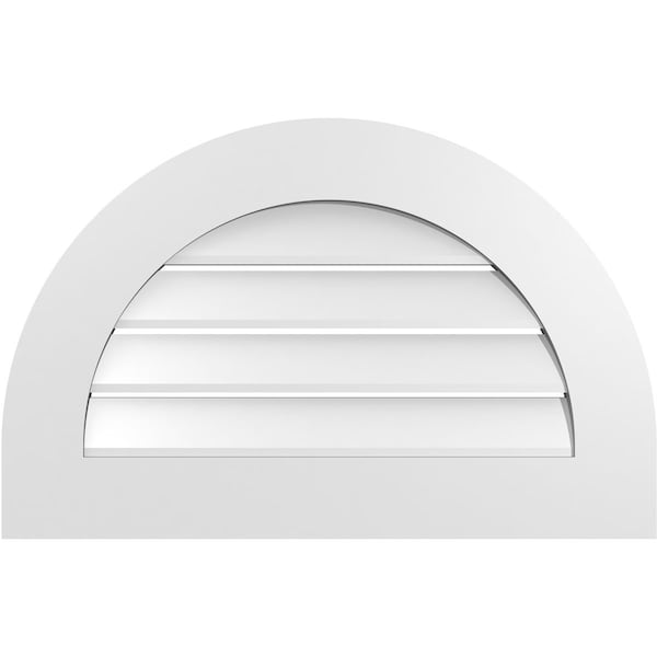 Ekena Millwork Round Top Surface Mount PVC Gable Vent: Functional, w/ 3-1/2"W x 1"P Standard Frame, 28"W x 18"H - GVPRT28X1801SF