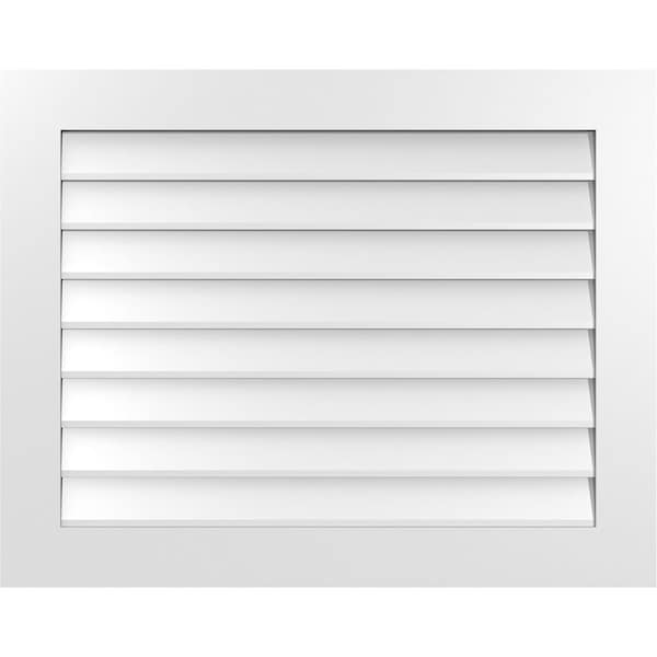 Ekena Millwork Vertical Surface Mount PVC Gable Vent: Non-Functional, w/3-1/2"W x 1"H, Standard Frame, 38"W x 30"H - GVPVE38X3001SN