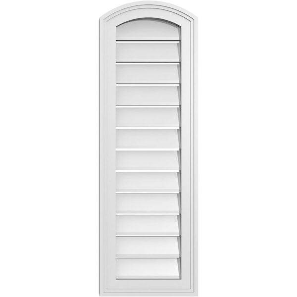 Ekena Millwork Arch Top Surface Mount PVC Gable Vent: Non-Functional, w/2"W x 1-1/2"P Brickmould Frame, 12"W x 34"H - GVPAR12X3402SN