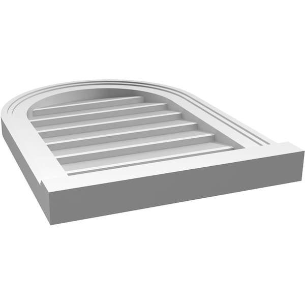 Ekena Millwork Round Top Surface Mount PVC Gable Vent w/ 2"W x 2"P Brickmould Sill Frame, 16"W x 22"H - GVPRT16X2203SN