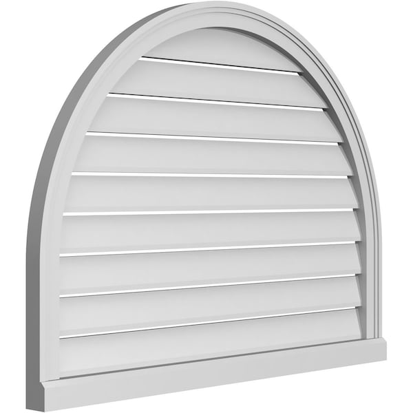 Ekena Millwork Round Top Surface Mount PVC Gable Vent: Functional, w/ 2"W x 2"P Brickmould Sill Frame, 40"W x 30"H - GVPRT40X3003SF
