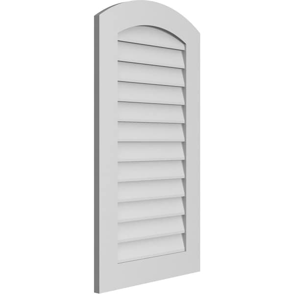Ekena Millwork Arch Top Surface Mount PVC Gable Vent: Functional, w/ 3-1/2"W x 1"P Standard Frame, 22"W x 40"H - GVPAR22X4001SF