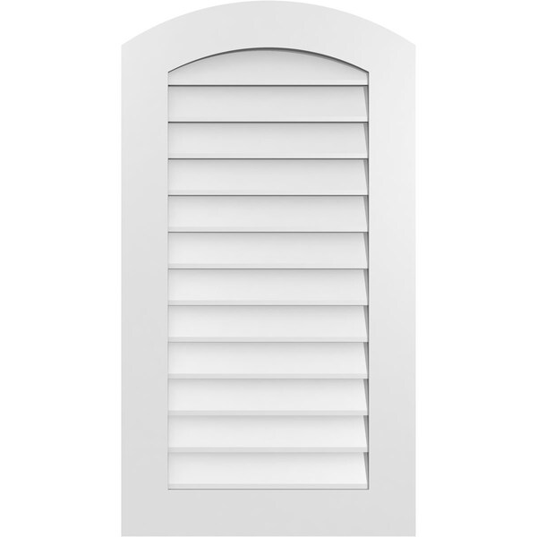 Ekena Millwork Arch Top Surface Mount PVC Gable Vent: Functional, w/ 3-1/2"W x 1"P Standard Frame, 22"W x 40"H - GVPAR22X4001SF