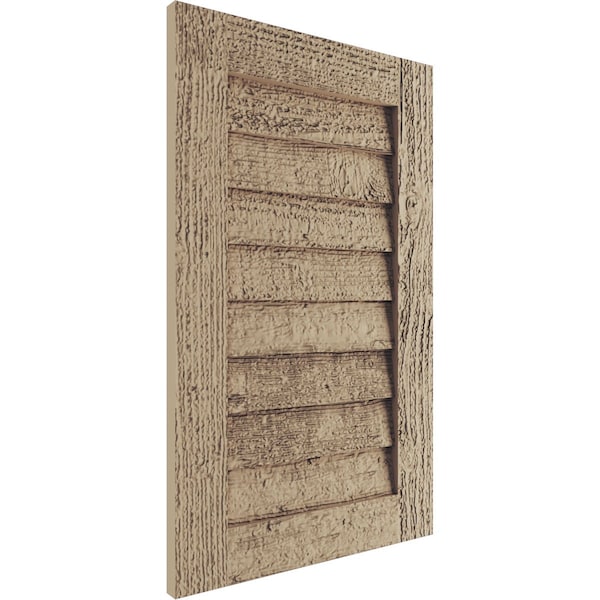Ekena Millwork Timberthane Rough Sawn Vertical Faux Wood Non-Functional Gable Vent, Primed Tan, 26"W x 21"H - GVURVE26X21DRSPR