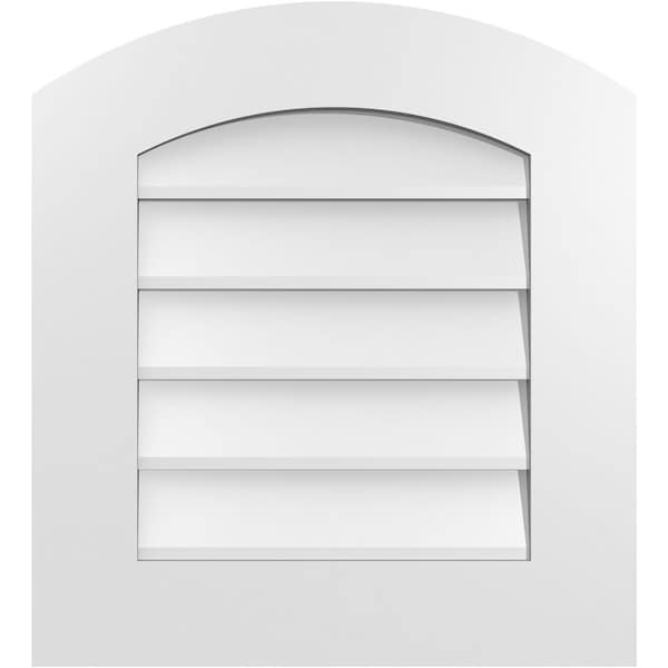Ekena Millwork Arch Top Surface Mount PVC Gable Vent: Functional, w/ 3-1/2"W x 1"P Standard Frame, 20"W x 22"H - GVPAR20X2201SF