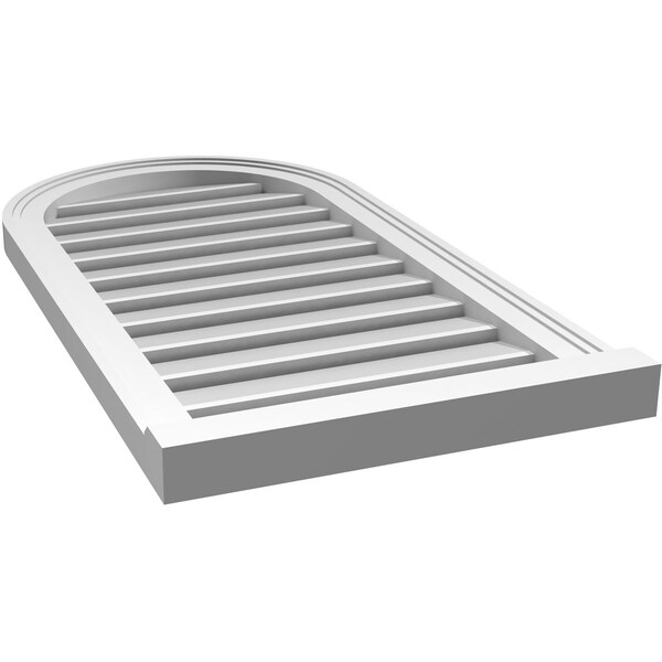 Ekena Millwork Round Top Surface Mount PVC Gable Vent: Functional, w/ 2"W x 2"P Brickmould Sill Frame, 18"W x 34"H - GVPRT18X3403SF