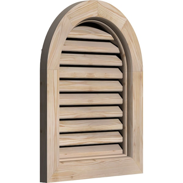 Ekena Millwork Round Top Gable Vent Primed, Functional, Pine Gable Vent w/ Brick Mould Face Frame, 12"W x 26"H - GVWRT12X2600SFPPI