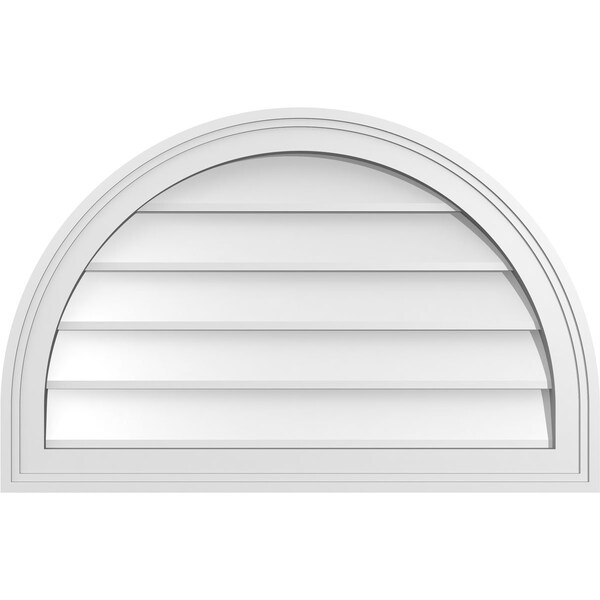 Ekena Millwork Round Top Surface Mount PVC Gable Vent w/ 2"W x 1-1/2"P Brickmould Frame, 28"W x 18"H - GVPRT28X1802SN