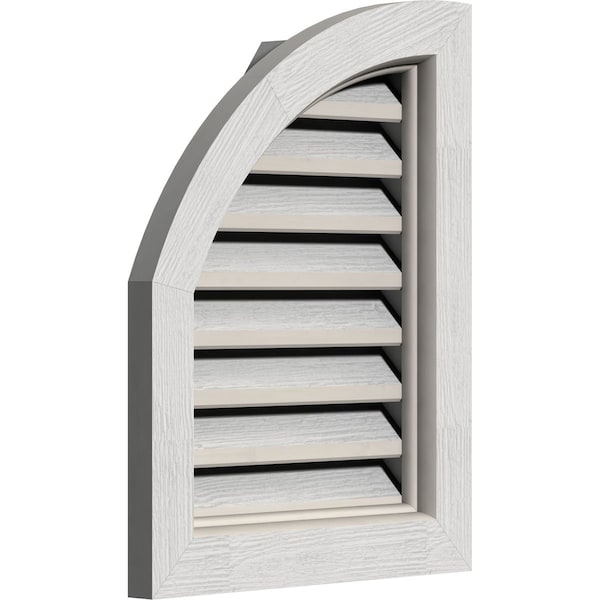 Ekena Millwork Quarter Round Top Left, Functional Western Red Cedar Gable Vnt w/Brick Mould Face Frame, 06"W x 36"H - GVWQL06X3600RFPWR