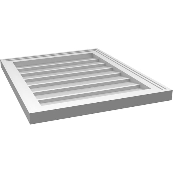 Ekena Millwork Vertical Surface Mount PVC Gable Vnt: Non-Functional, w/2"W x 1-1/2"H, Brickmould Frame, 20"W x 24"H - GVPVE20X2402SN