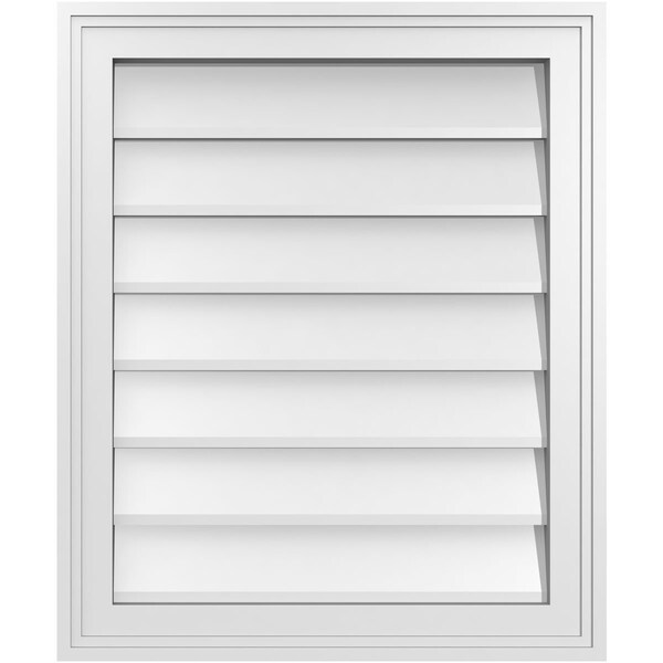 Ekena Millwork Vertical Surface Mount PVC Gable Vnt: Non-Functional, w/2"W x 1-1/2"H, Brickmould Frame, 20"W x 24"H - GVPVE20X2402SN