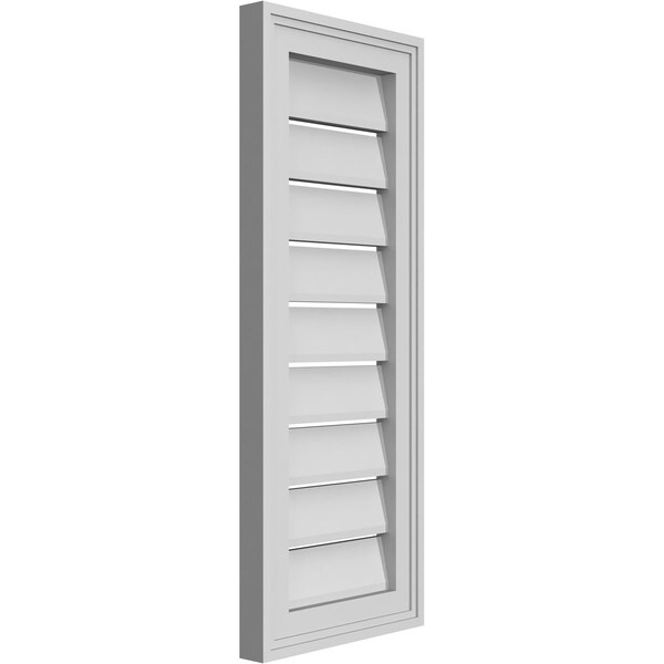 Ekena Millwork Vertical Surface Mount PVC Gable Vent: Functional, w/ 2"W x 1-1/2"P Brickmould Frame, 12"W x 30"H - GVPVE12X3002SF