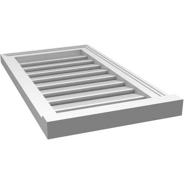 Ekena Millwork Vertical Surface Mount PVC Gable Vent: Functional, w/ 2"W x 2"P Brickmould Sill Frame, 16"W x 28"H - GVPVE16X2803SF