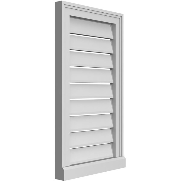 Ekena Millwork Vertical Surface Mount PVC Gable Vent: Functional, w/ 2"W x 2"P Brickmould Sill Frame, 16"W x 28"H - GVPVE16X2803SF