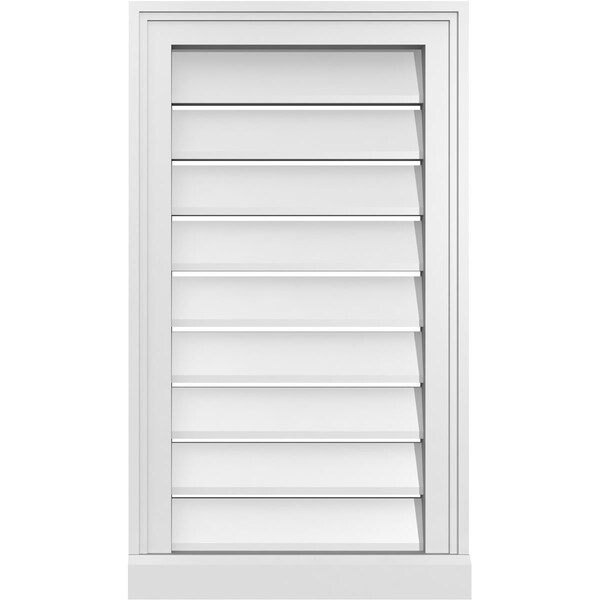 Ekena Millwork Vertical Surface Mount PVC Gable Vent: Functional, w/ 2"W x 2"P Brickmould Sill Frame, 16"W x 28"H - GVPVE16X2803SF