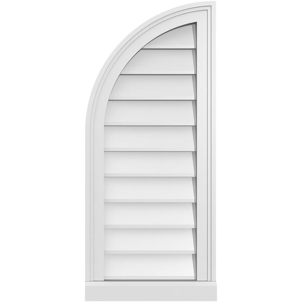 Ekena Millwork Quarter Round Top Left Surface Mount PVC Gable Vent w/ 2"W x 2"P Brickmould Sill Frame, 14"W x 32"H - GVPQL14X3203SN