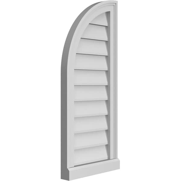 Ekena Millwork Quarter Round Top Left Surface Mount PVC Gable Vent w/ 2"W x 2"P Brickmould Sill Frame, 14"W x 32"H - GVPQL14X3203SN