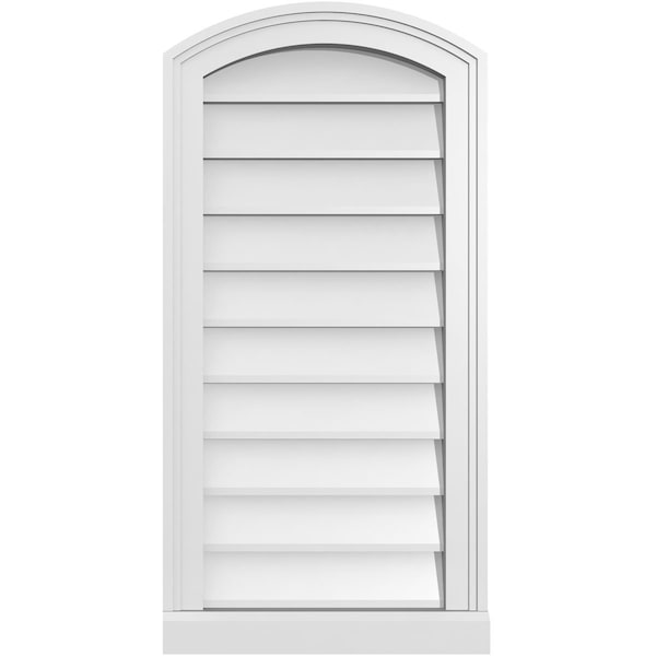 Ekena Millwork Arch Top Surface Mount PVC Gable Vent: Functional, w/ 2"W x 2"P Brickmould Sill Frame, 16"W x 32"H - GVPAR16X3203SF